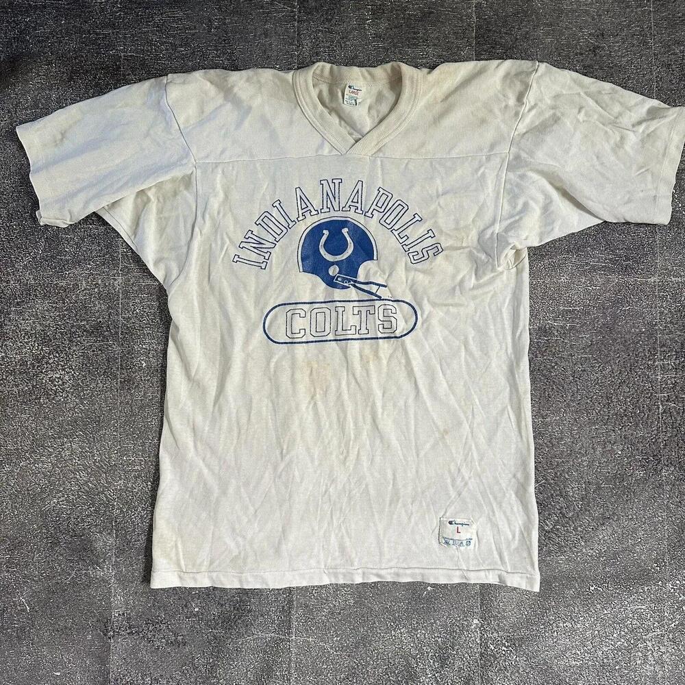 Men 80 Champion Usa Indianapolis Colts White Jersey T Shirt Tee Sz L
